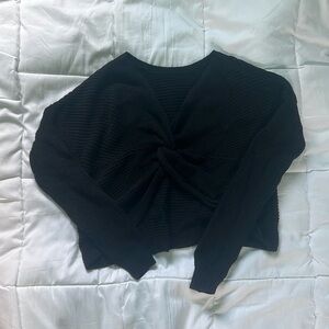 Hollister black sweater with cute knot tie, reversible. XS.